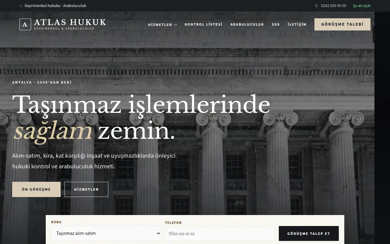 Avukat Web Sitesi — Atlas Hukuk Gayrimenkul & Arabuluculuk